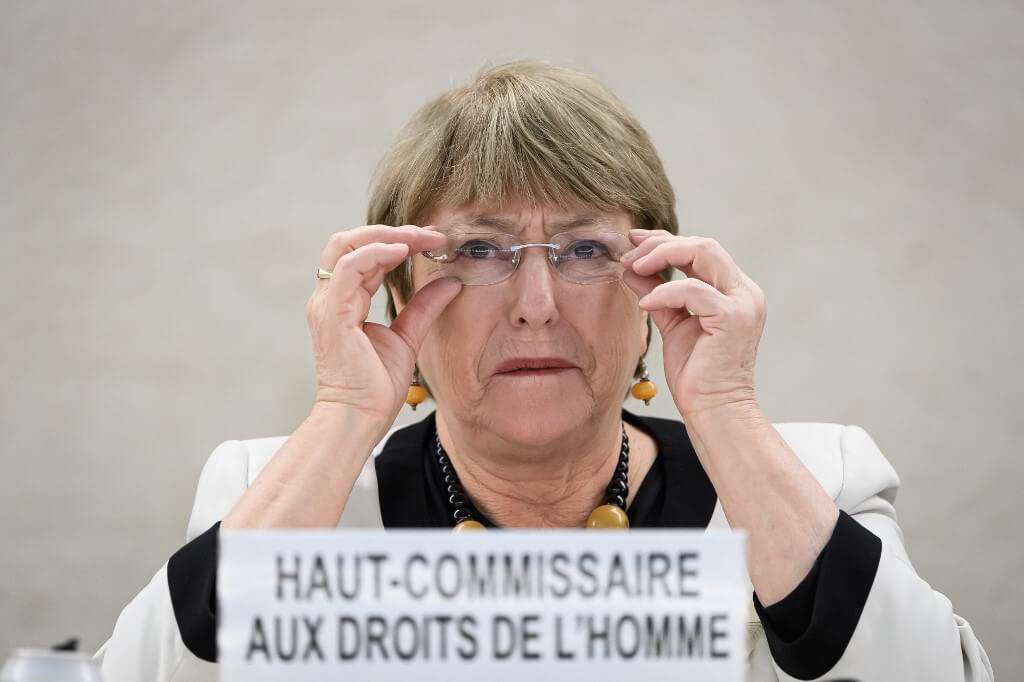 Michelle Bachelet, alta comisionada para los Derechos Humanos de la ONU. / AFP