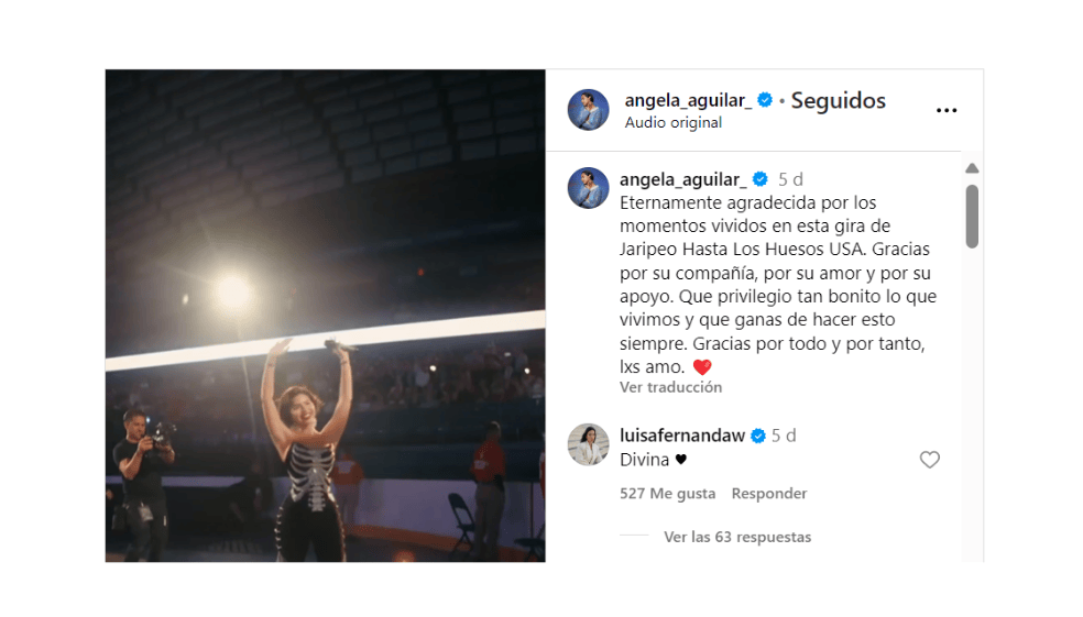 Lluvia de críticas a Luisa Fernanda W por elogio que le envió a Ángela Aguilar