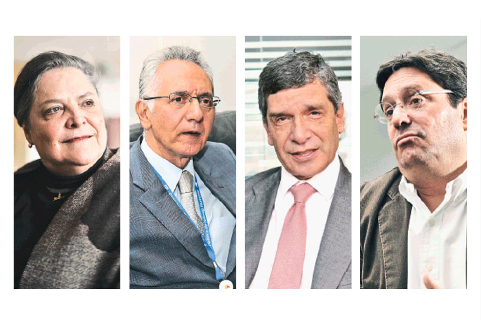Clara López, Guillermo Alfonso Jaramillo. Rafael Pardo y Francisco Santos.
