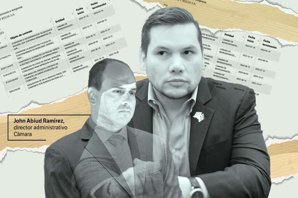 Andrés Calle, quien presidió la Cámara, y John Abiud Ramírez, director administrativo de la corporación.