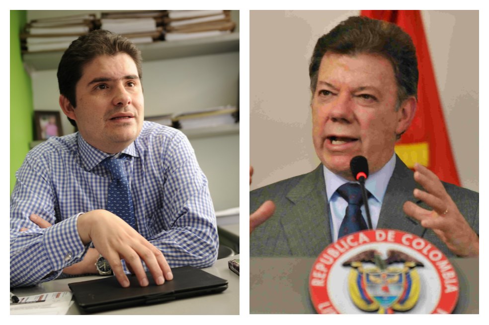 Luis Felipe Henao, ministro de Vivienda, y el presidente Juan Manuel Santos. / Archivo