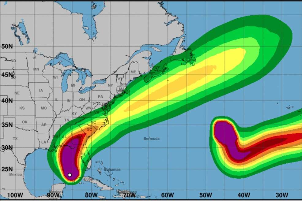 Proyección de la fuerza de los vientos del Huracán Michael. / NOAA