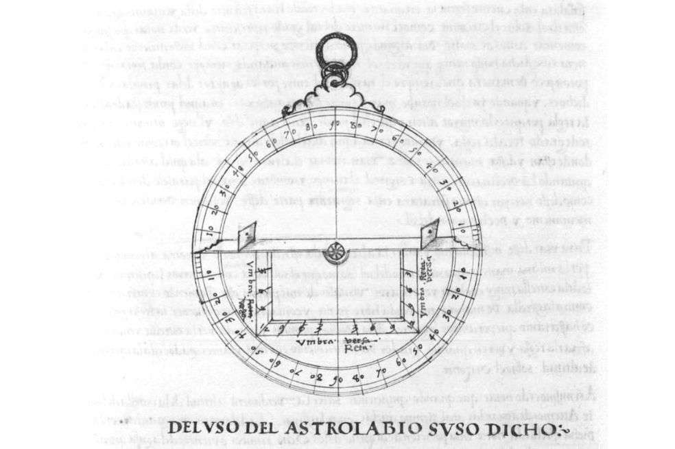 Astrolabio marítimo. Alonso de Chávez, Espejo de los Navegantes, 1537.