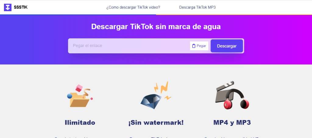 Página para descargar TikToks