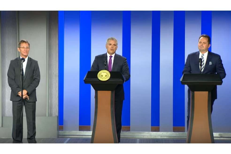 El alto consejero para la estabilización, Emilio Archila; el presidente Iván Duque y el jefe de la Misión de Verificación de la ONU en Colombia, Carlos Ruiz Massieu. / Sig