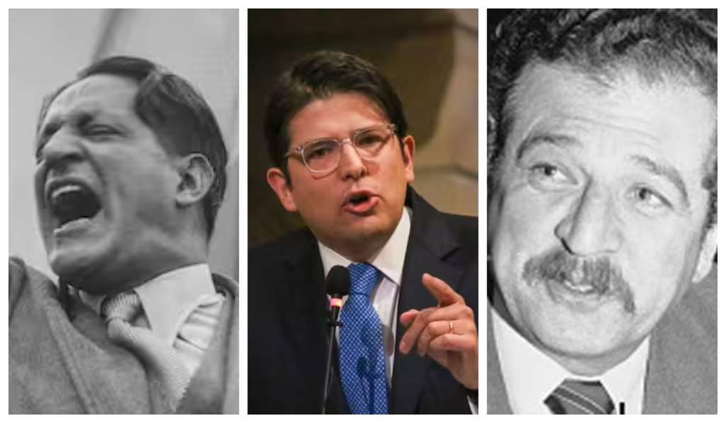 Jorge Eliecer Gaitán (1948), Miguel Uribe Turbay (2025), y Luis Carlos Galán (1989), victimas de magnicidios a lo largo de la historia de Colombia.