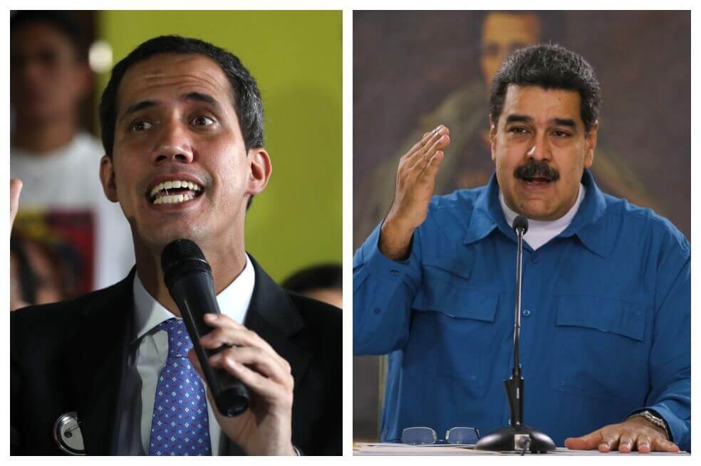 Juan Guaidó, jefe del Parlamento venezolano y líder opositor, y Nicolás Maduro, mandatario de Venezuela. / AFP