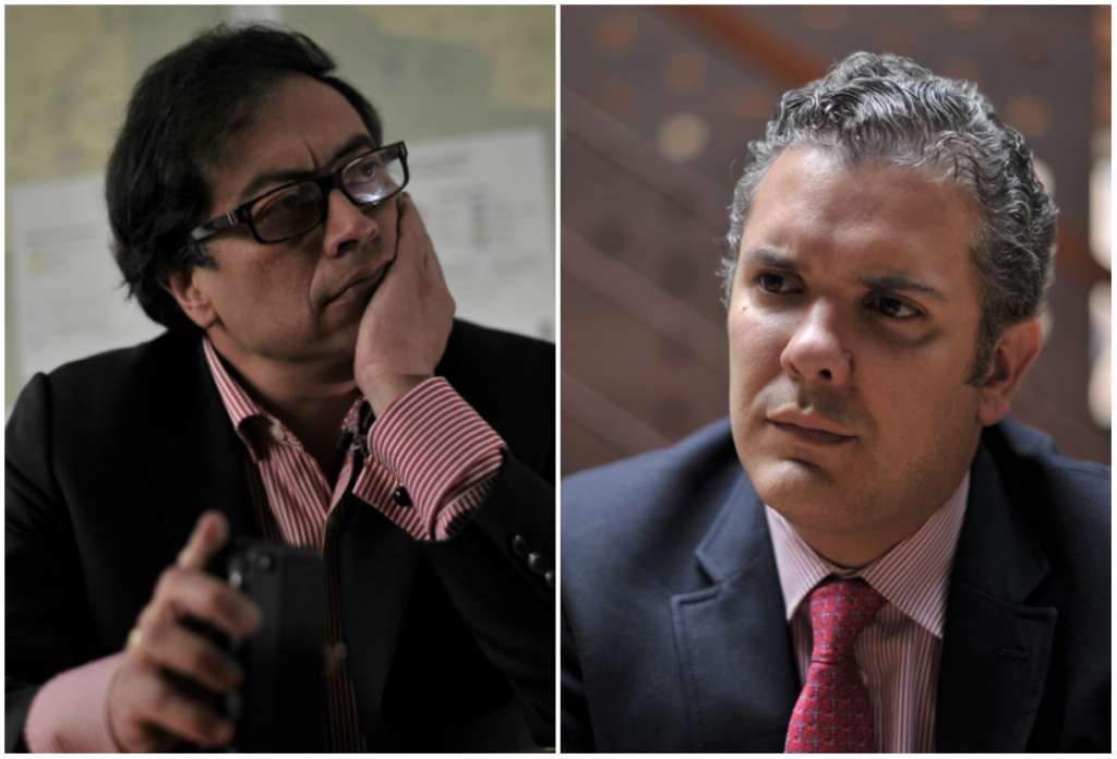 El senador del Centro Democrático, Iván Duque, y el exalcalde de Bogotá, Gustavo Petro, lideran las encuestas de intención de voto. / Archivo El Espectador