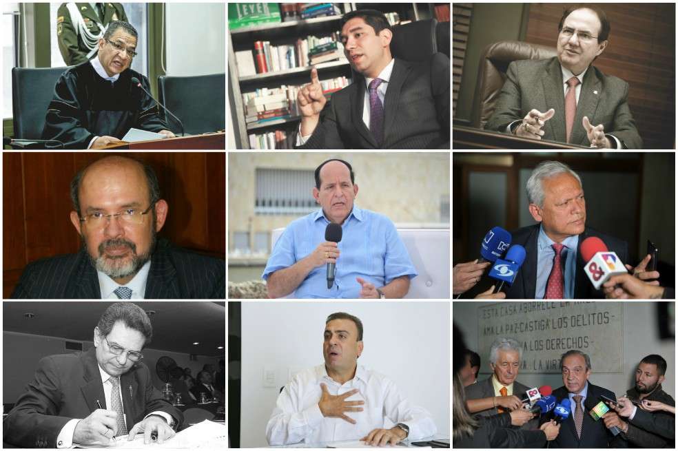 De izquiera a derecha, de arriba a bajo: Gustavo Malo, Gustavo Moreno, Leonidas Bustos, Francisco Ricaurte, Álvaro Asthton, Hernán Andrade, Julio Manzur, Musa Besaile y Luis Alfredo Ramos. / Revista Semana y archivo
