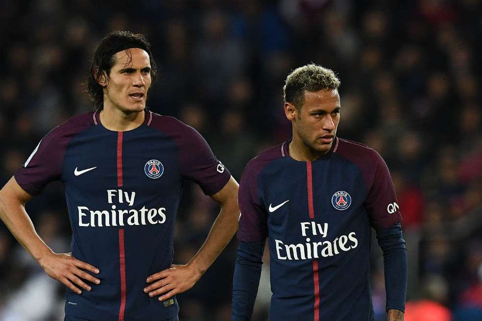 Cavani y Neymar, delanteros del PSG. / AFP