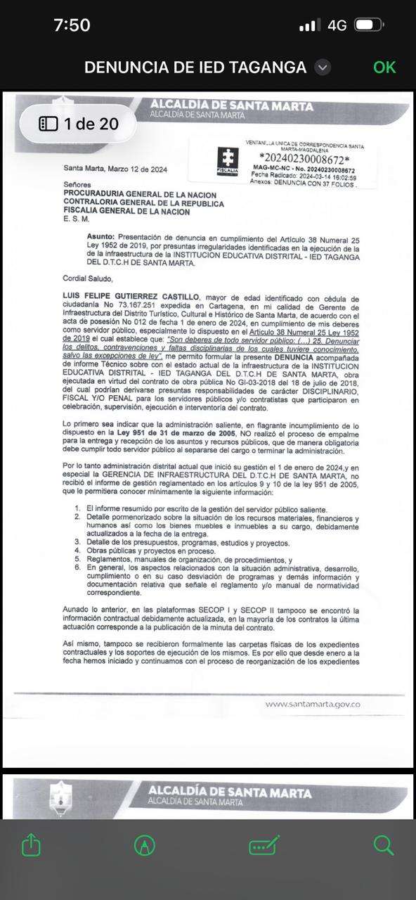 El Megacolegio de Taganga, que debía construirse en ocho meses, lleva años inconcluso y hoy es el centro de un fuerte choque político entre la Alcaldía y la Gobernación.
