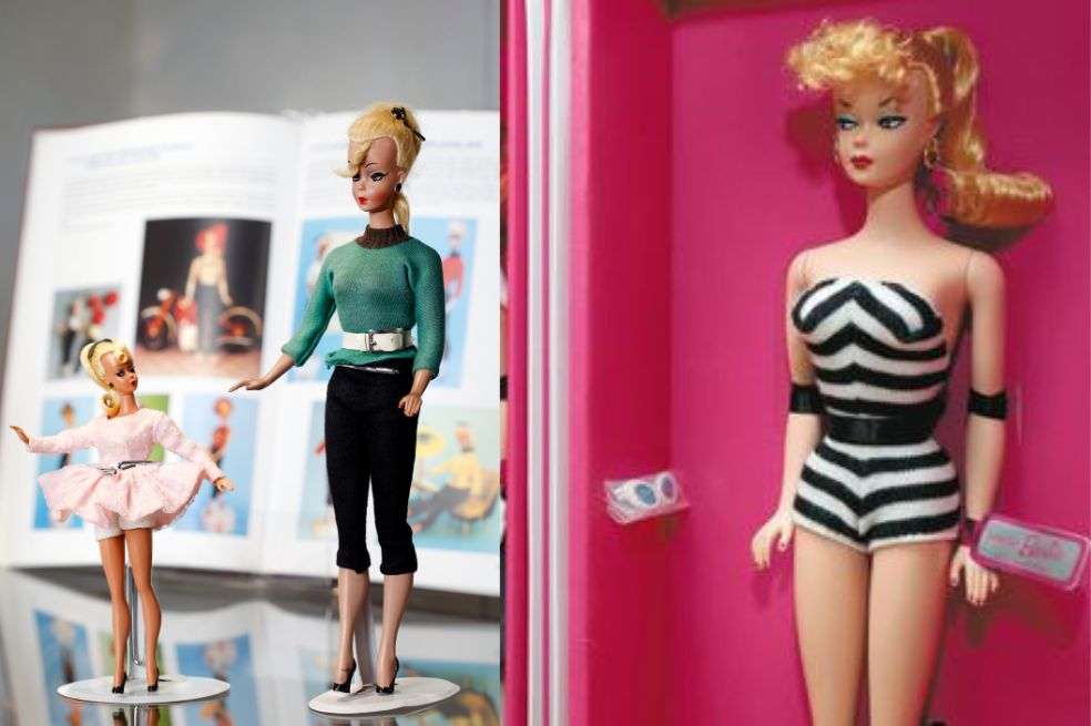 La muñeca alemana Bild Lilli (izquierda) fue lanzada al mercado antes que la primera Barbie (derecha).