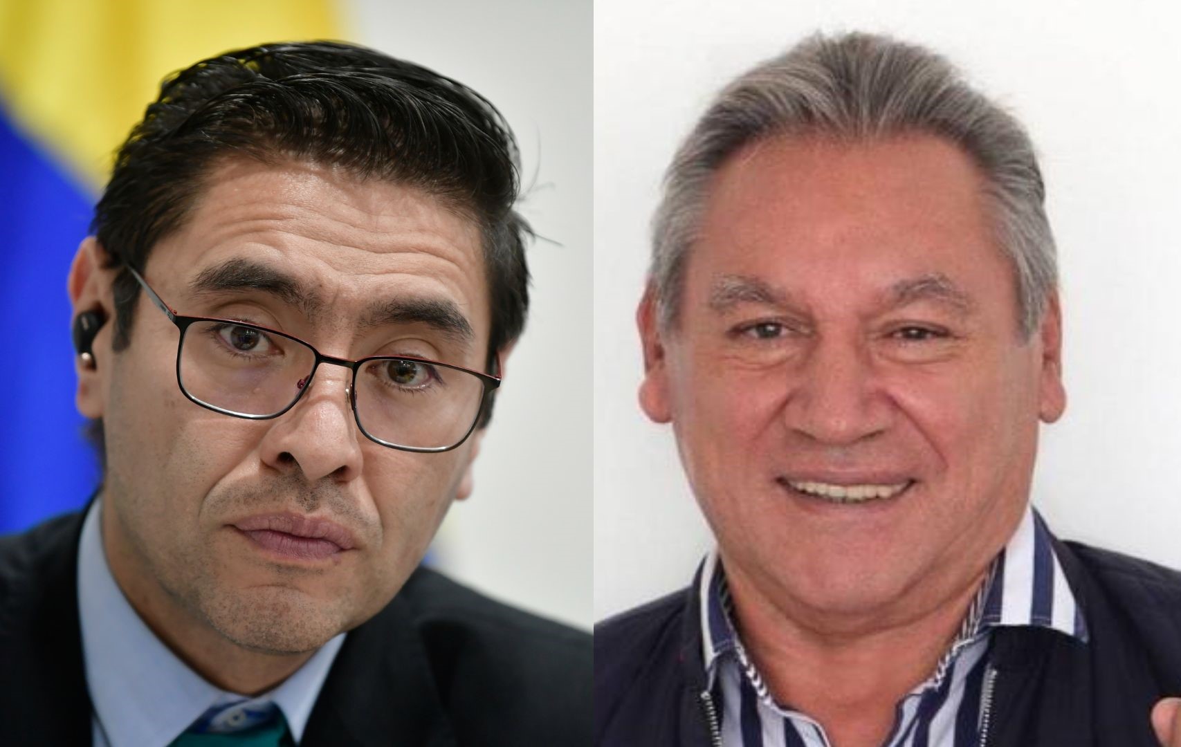 Magistrado del Consejo Nacional Electoral Cristian Quiroz y director de la Alianza Verde, Rodrigo Romero.