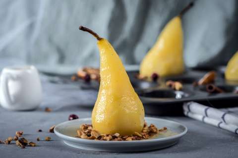 Receta: peras al vino blanco