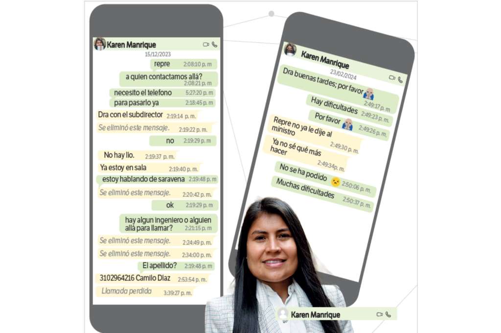 Los chats que María Alejandra Benavides se cruzó con los congresistas Wadith Manzur y Karen Manrique, y con el asesor de Presidencia, Jaime Ramírez, están bajo la lupa de las autoridades.