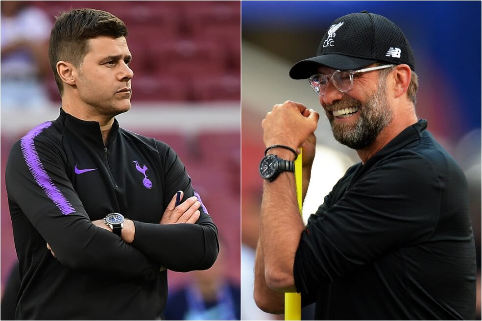 El argentino Mauricio Pochettino (izq.) y alemán Jurgen Klopp (der.). / AFP y EFE
