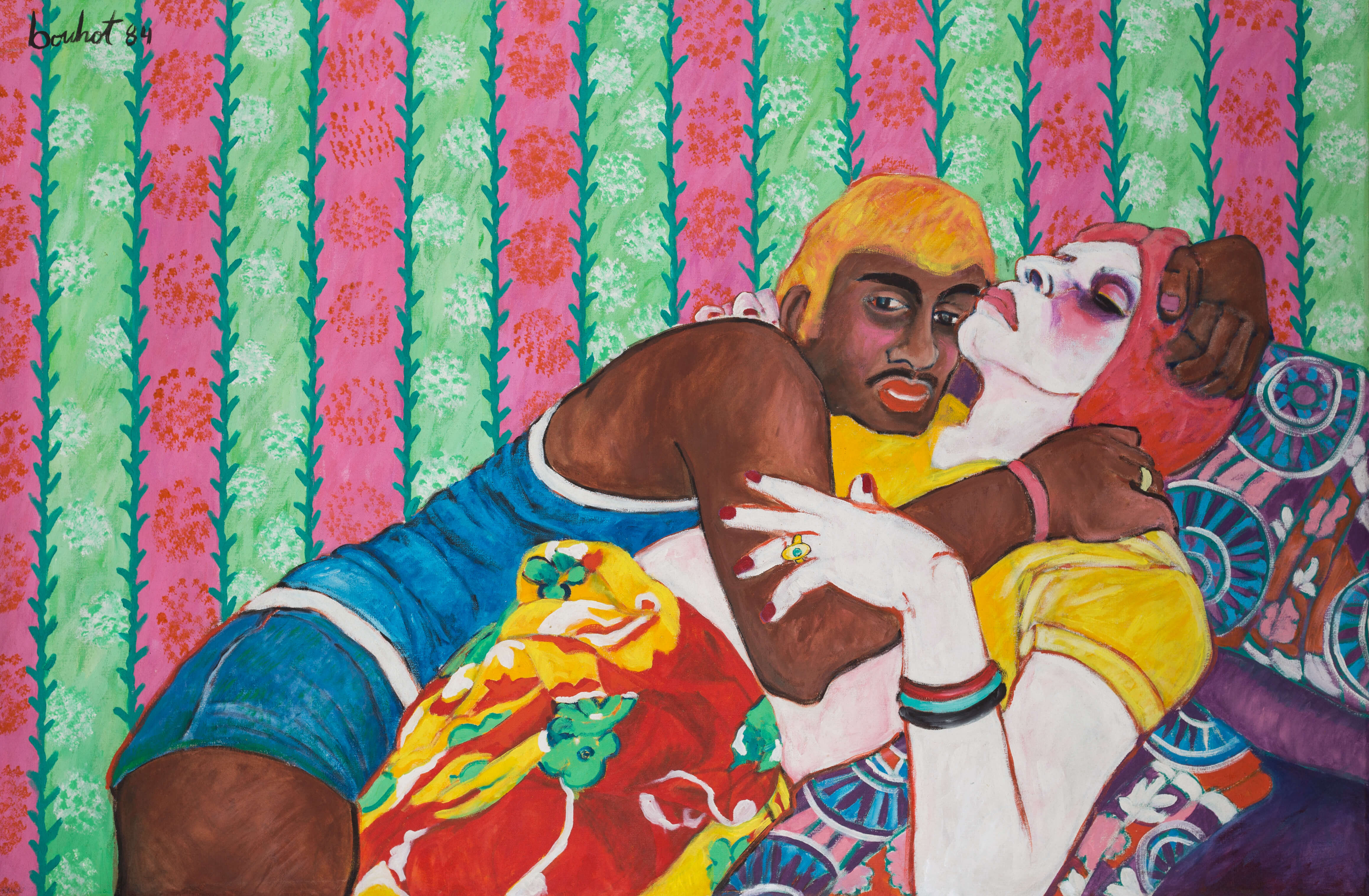 "Ronco y Alexis Rodi", una de las obras de Flor María Bouhot, de quien dijo Álvaro Sierra que era “extraordinaria y contracorriente, con una pintura en la que parece no haber mucho, pero está todo, está lo político, lo crítico, lo duro". / Cortesía
