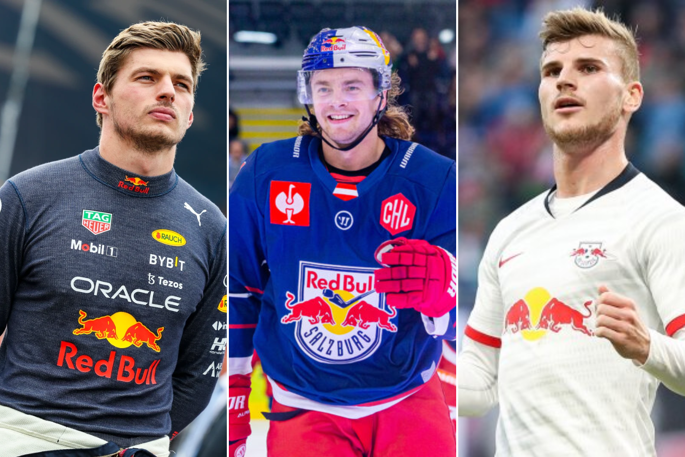 Max Verstappen (i), corredor de Fórmula 1, Nicolai Meyer, jugador de hockey y el futbolista Timo Werner.