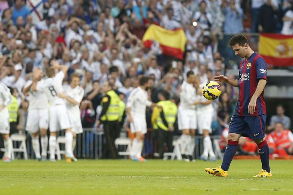 Real Madrid celebró en el Clásico español.//AFP