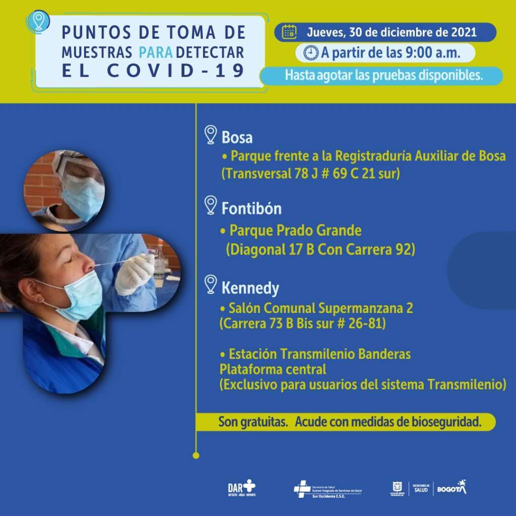 Pruebas covid-19 occidente de Bogotá.