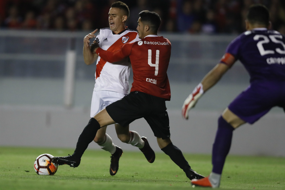 Rafael Santos Borré, delantero colombiano de River Plate de Argentina. / AFP