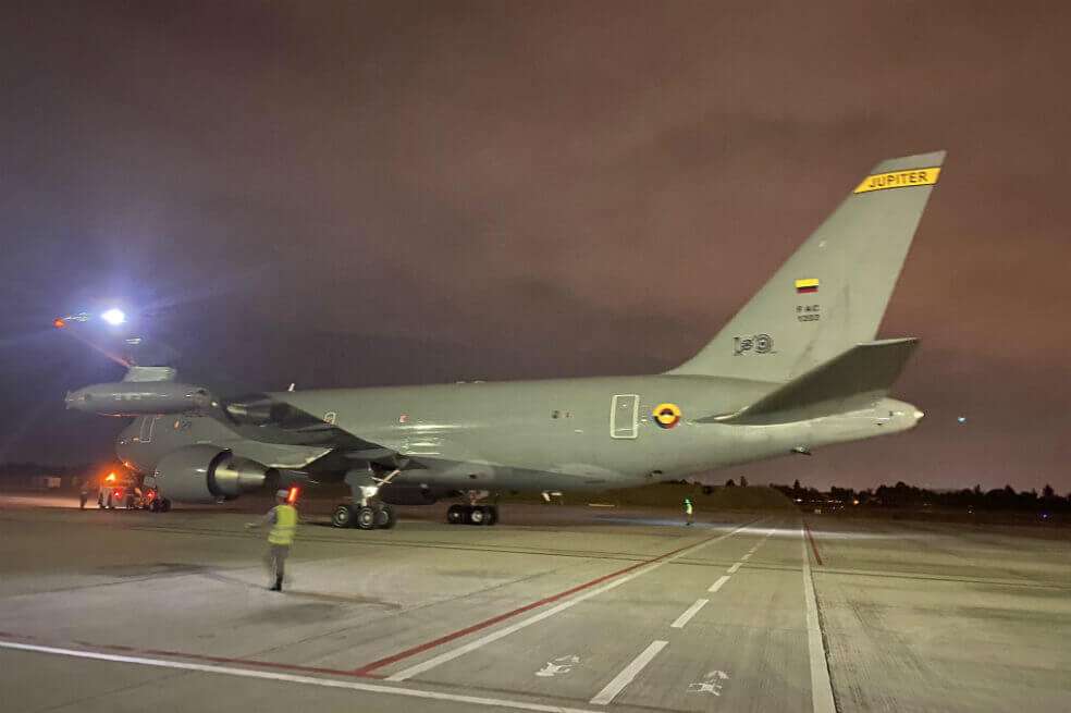 Así luce el avión FAC 1202 que viaja a China para evacuar a los colombianos de Wuhan. / Twitter @DirEjecutivoCRC