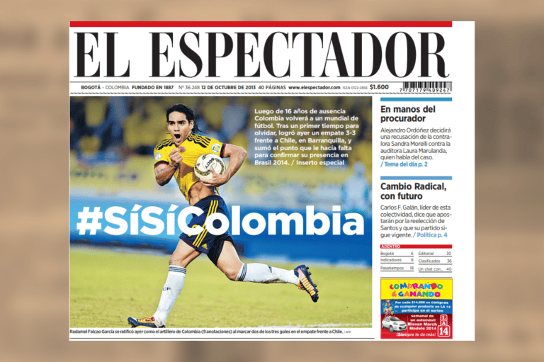 Las portadas de El Espectador de las clasificaciones de Colombia a los Mundiales