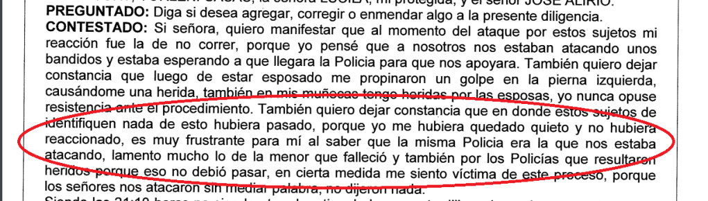 Declaración ante la Fiscalía del exguerrillero y escolta Leonardo Agudelo sobre la balacera con los miembros de la Fuerza Pública.