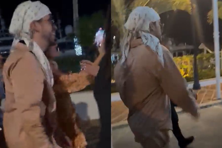 Momento en el que Bad Bunny arroja el celular de una fanática.