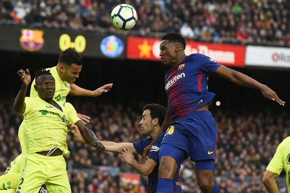 Yerry Mina jugó los 90 minutos ante Getafe. / AFP