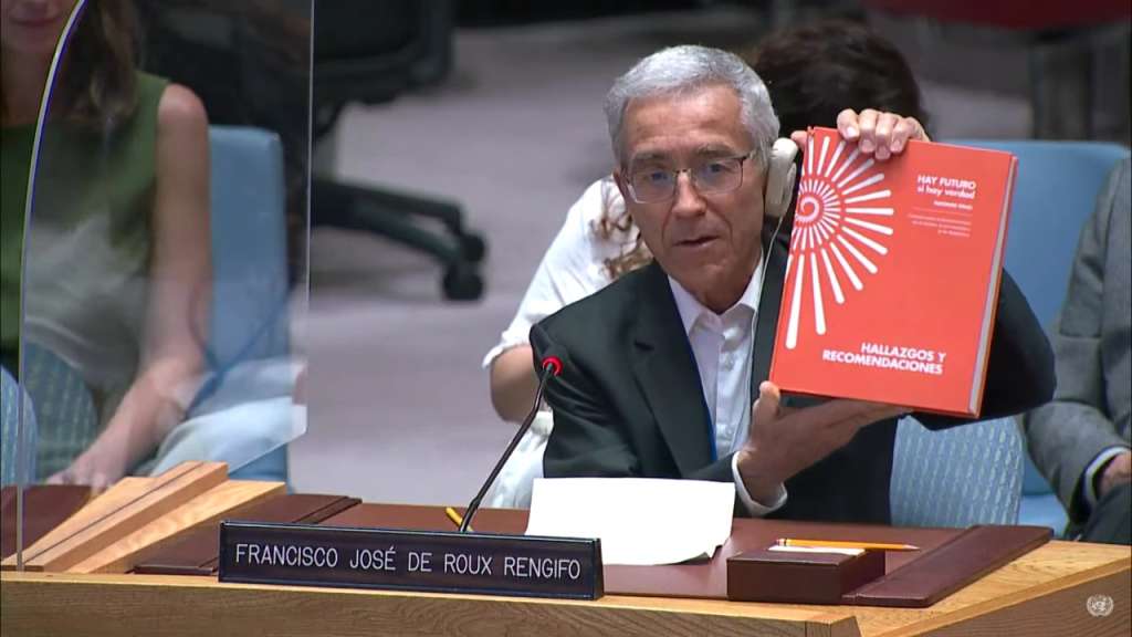 El padre Francisco de Roux, presidente de la Comisión de la Verdad, presenta el capítulo de Hallazgos y Recomendaciones del Informe Final ante el Consejo de Seguridad de la ONU.