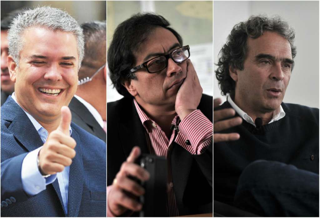 Iván Duque, Gustavo Petro y Sergio Fajardo.