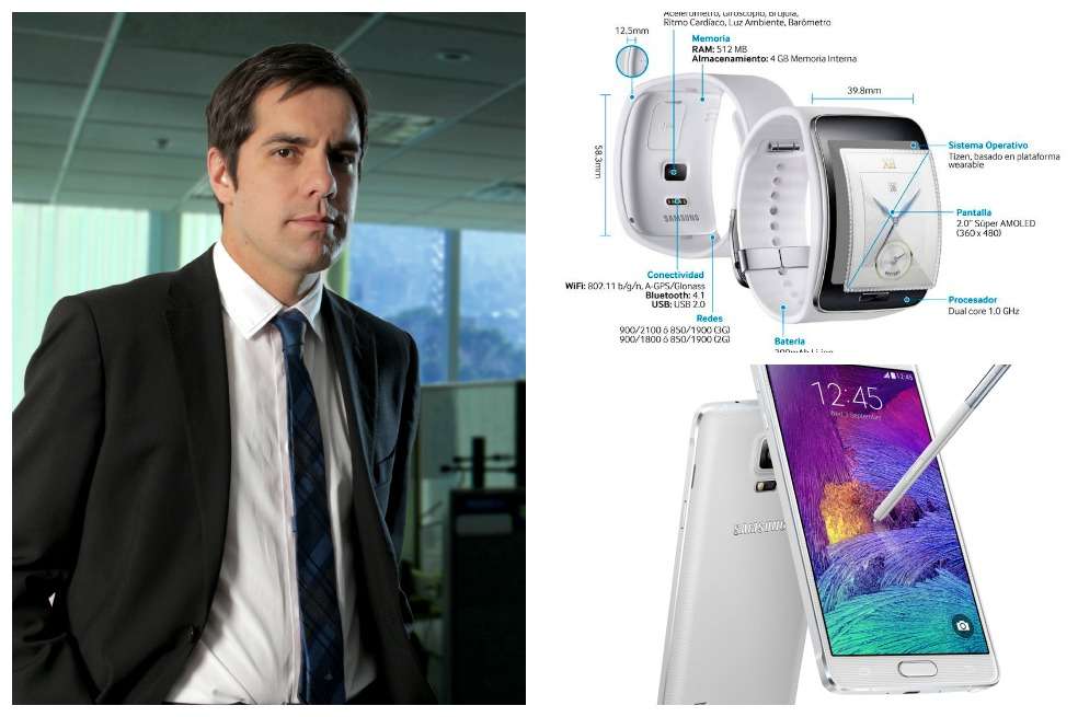 Luis Vargas, de Samsung.  El Note4 viene con un Spen mejorado, que escribe sobre mayores inclinaciones.  Al GearS se le puede insertar una simcard. Único en su segmento. / Cortesía