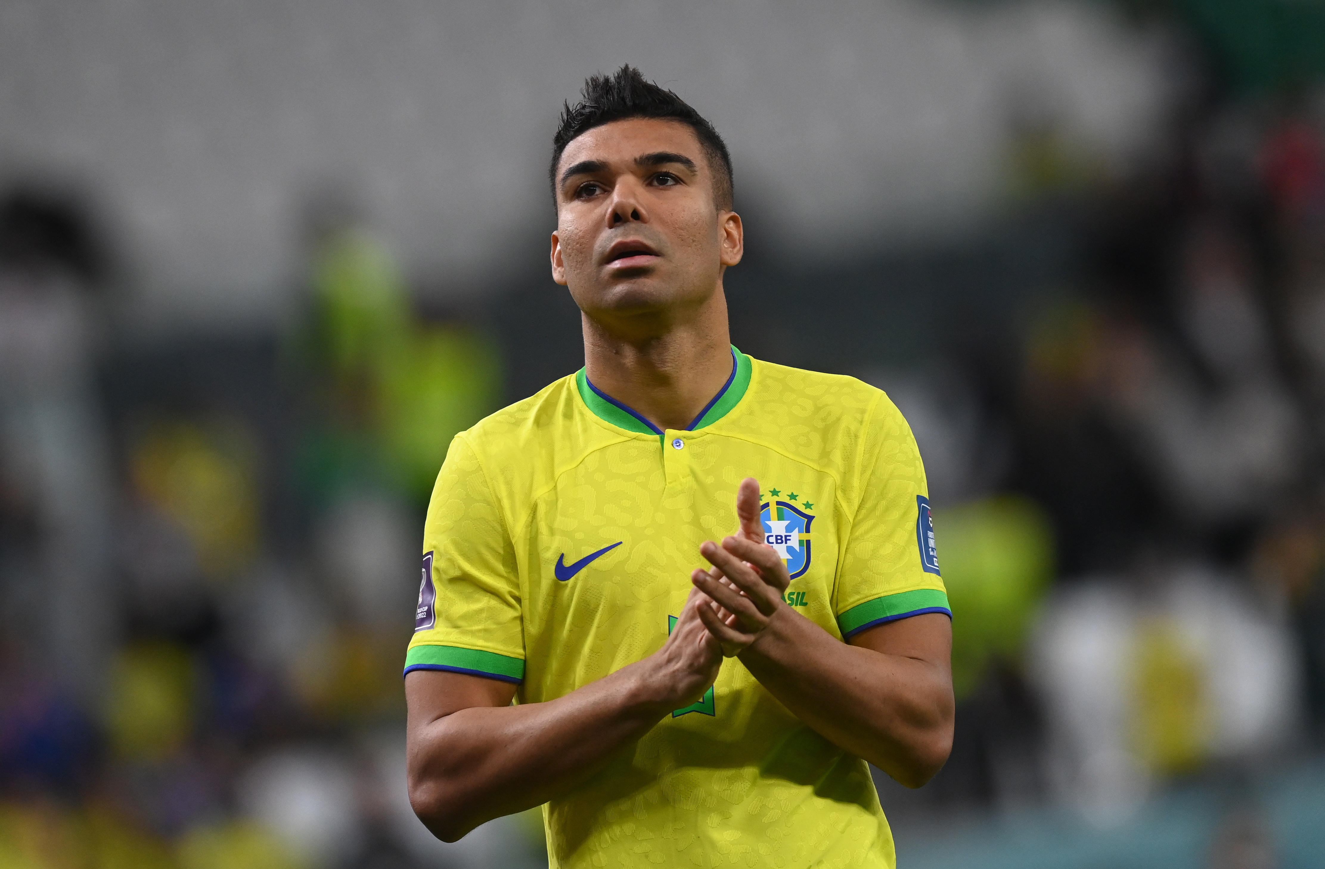 Doha (Qatar), 09/12/2022.- Casemiro of Brazil reacts after losing the FIFA World Cup 2022 quarter final soccer match between Croatia and Brazil at Education City Stadium in Doha, Qatar, 09 December 2022. (Mundial de Fútbol, Brasil, Croacia, Catar) EFE/EPA/Neil Hall