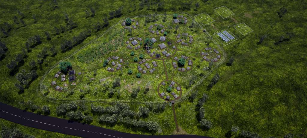 Este es el render del pueblo arhuaco que se construirá junto al parque solar.