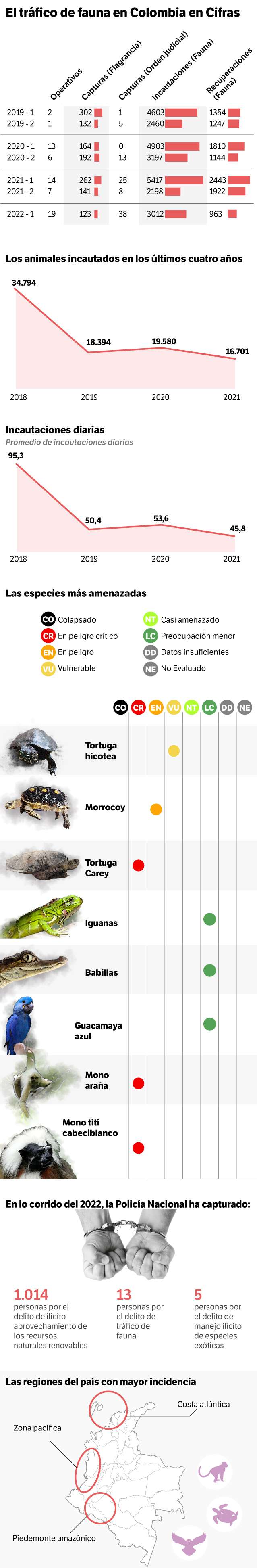 *Información y cifras de la Dirección de Protección y Servicios Especiales de la Policía Nacional, área de protección ambiental y ecológica.