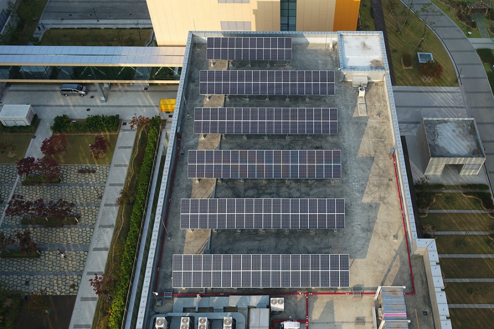 Paneles solares en planta de Suwon. / Cortesían Samsung