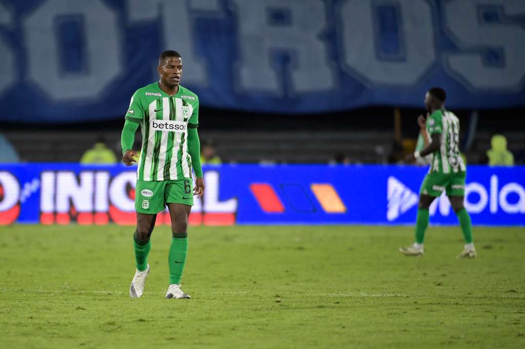 Jugador de Atlético Nacional durante el compromiso ante Millonarios por los cuadrangulares – jornada #3 en el Estadio El Campin de Bogotá