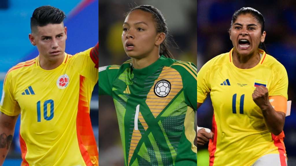 James Rodríguez, Luisa Agudelo y Catalina Usme, figuras de la selección de Colombia.