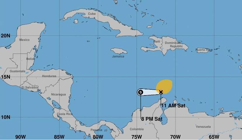 Así avanza la tormenta BRET por el caribe colombiano.