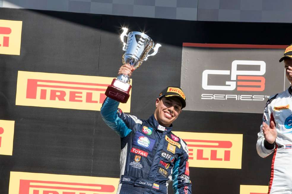 Óscar Tunjo terminó segundo en el circuito Montmeló, del GP3. / Oficina de Prensa