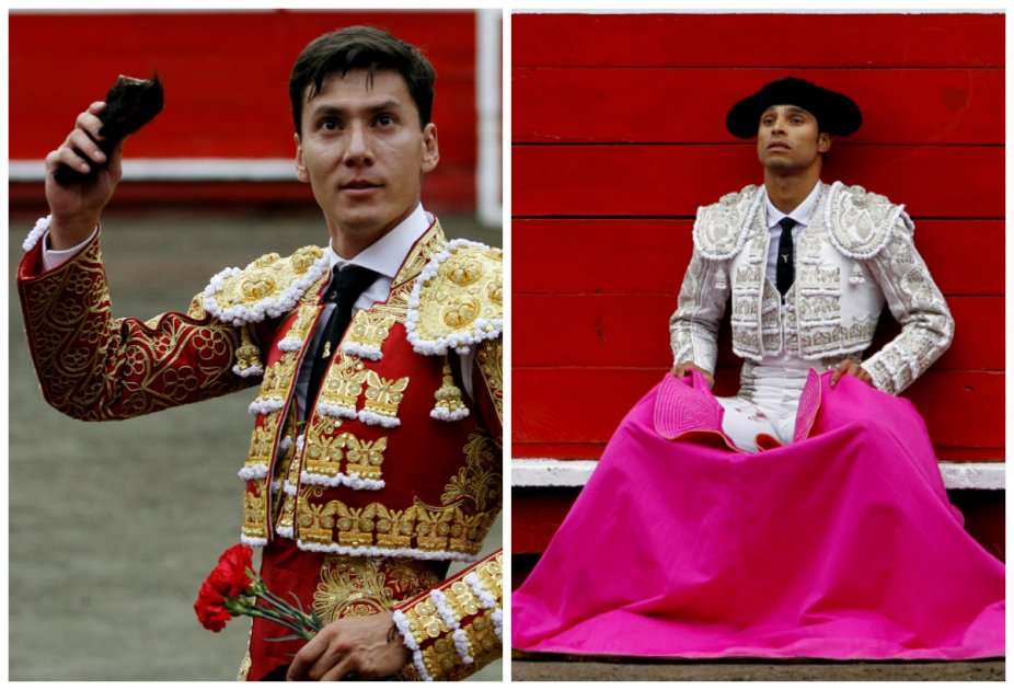 El torero José Arcila (izq.) recibió una oreja y el torero Luis Bolívar (der.). /EFE