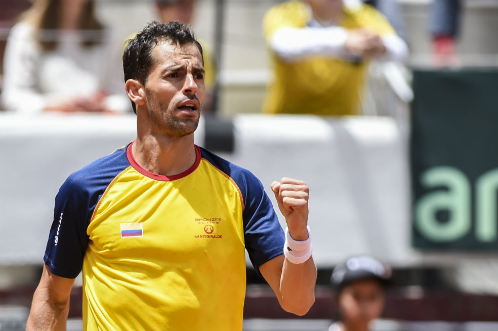 Santiago Giraldo, raqueta número uno de Colombia en las últimas ediciones de la Copa Davis. / AFP