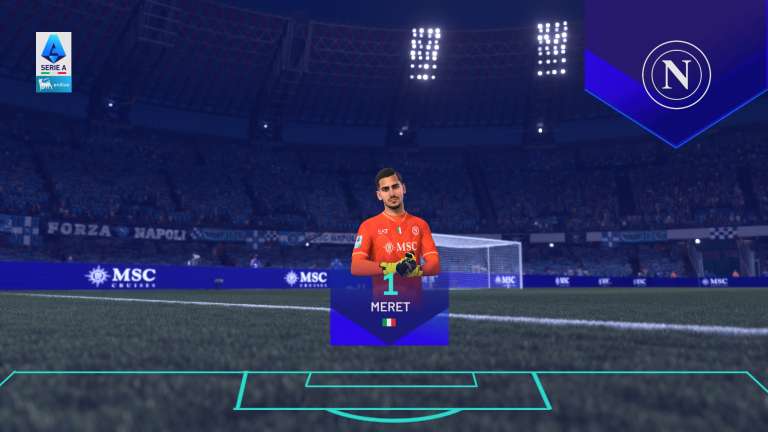 Alex Meret, arquero del Napoli, durante una presentación de partido en el EA Sports FC 26.