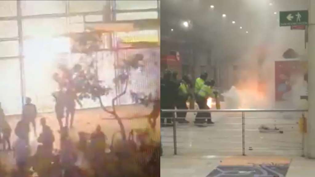 Con bombas molotov, piedras y ladrillos, encapuchados atacaron al Portal Suba.