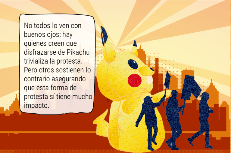 Hace treinta años, Pikachu huía del Equipo Rocket. Hoy, este querido roedor eléctrico corre entre gases lacrimógenos y escudos antidisturbios.
