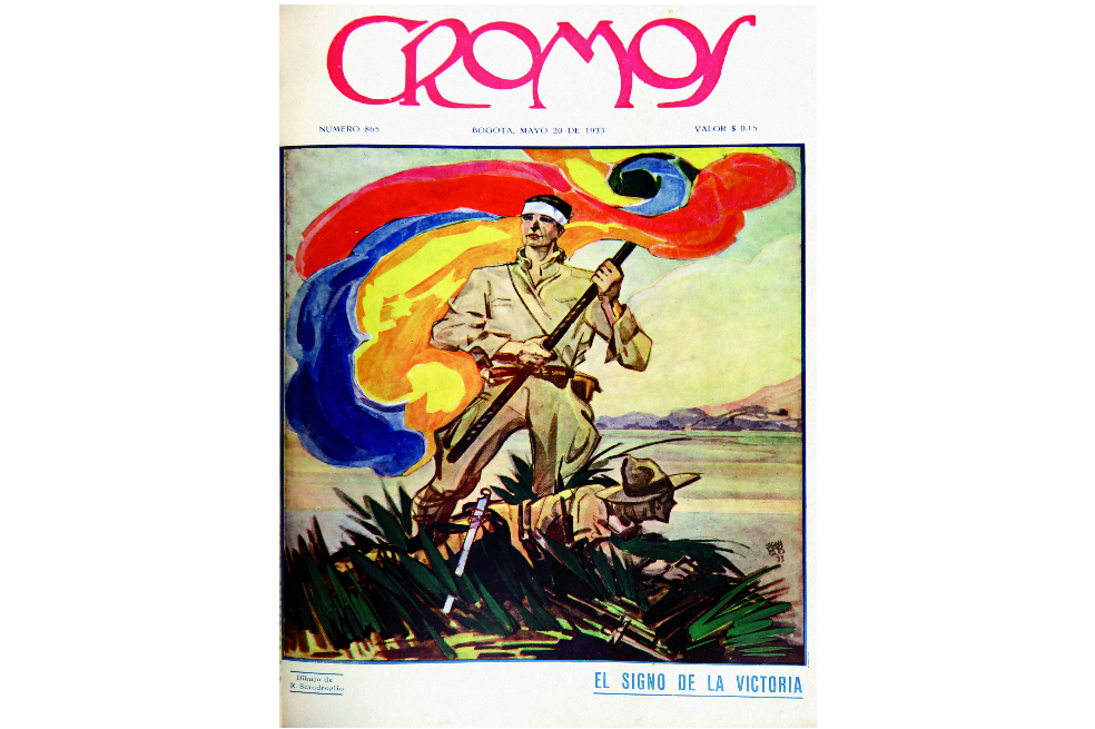 El signo de la victoria. Rinaldo Scandroglio. Dibujo. Portada Revista Cromos No. 865 / Mayo 20 de 1933 / Archivo Revista Cromos