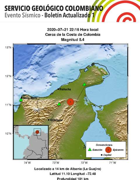 Temblor de magnitud 5,4 se sintió en vasta zona del país
