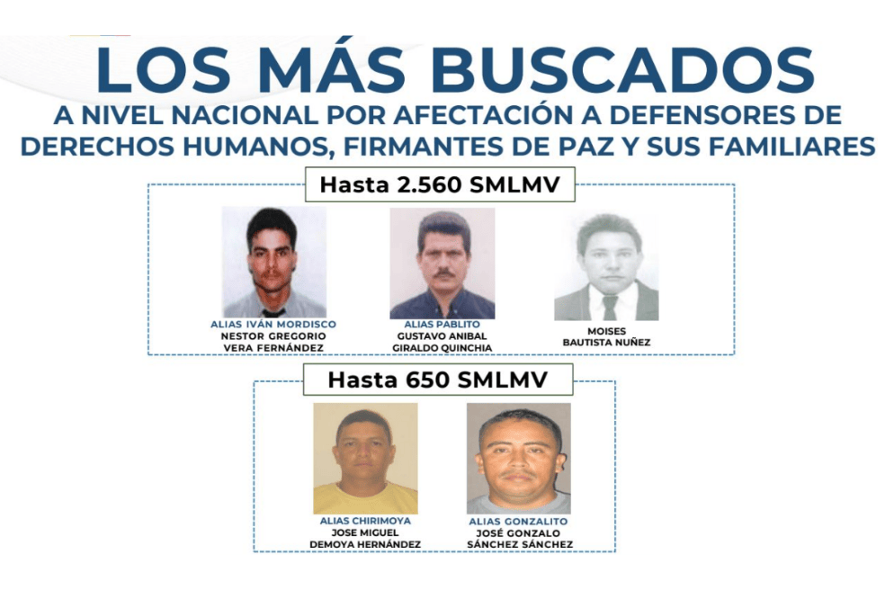 Nuevo cartel de los más buscados por el Ministerio de Defensa y las autoridades.