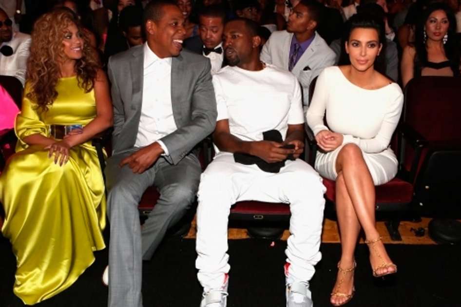 Beyoncé, Jay-Z, Kanye West y Kim Kardashian en los Premios BET 2012. / AFP